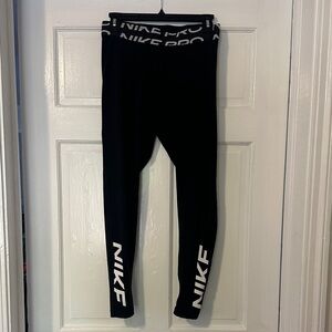 Nike Black Leggings with White Logo Accents